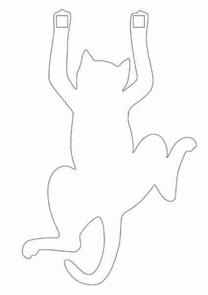 Выкройка кота, по которой, используя чертежные программы легко сделать своими руками фанерную заготовку любого размера, для ее дальнейшей обработки (например, покрыть монтажной пеной и покрасить в черную краску).